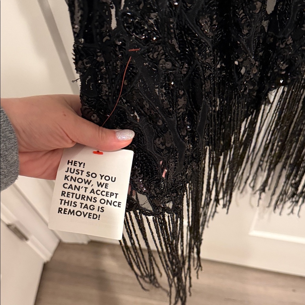 ASOS Edition Black Sequin Fringe Dress - Picture 6 of 7